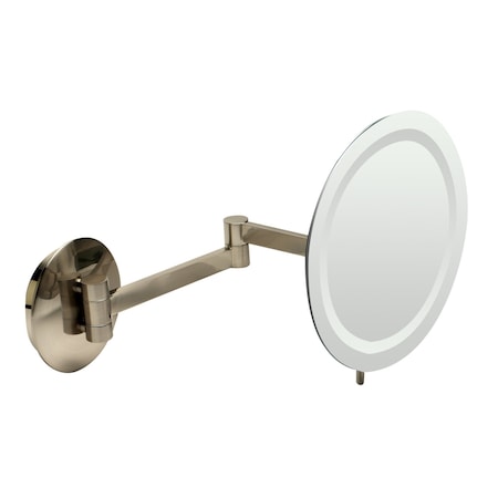 Alfi Brand Brushed Nickel Wall Mnt Rnd 9" 5x Magnifying Cosmetic Mirror W/ Light ABM9WLED-BN